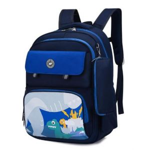 Eazy Kids Dino School Bag w/t Pencil Case-Dark Blue