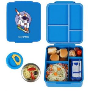 Eazy Kids Jumbo Bento Lunch Box w/t Insulated Jar - Blue