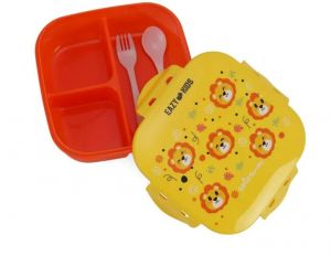 Eazy Kids Square Bento Lunch Box - Tiger Yellow