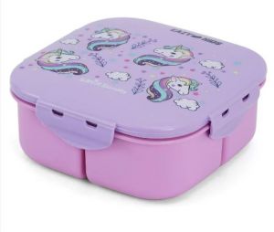 Eazy Kids Square Bento Lunch Box - Unicorn Purple