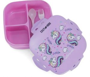 Eazy Kids Square Bento Lunch Box - Unicorn Purple