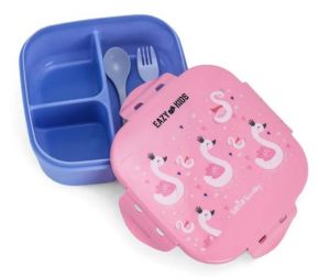 Eazy Kids Square Bento Lunch Box - Flamingo Pink 