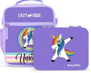 Eazy Kids Bento Boxes wt Insulated Lunch Bag Combo- Unicorn Purple