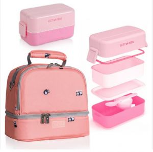 Eazy Kids Lunch box and Lunch bag Set - Pink