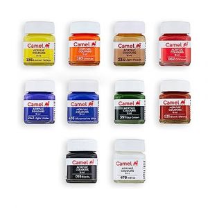 Camlin Fabrica Acrylic Colours ( Fabric Classic Colours pack of 10 Assorted *15ml bottles 