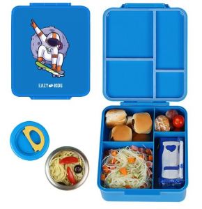 Eazy Kids Bento Boxes wt Insulated Lunch Bag Combo- Baby Astronaut Blue