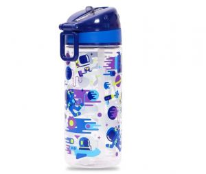 Eazy Kids Tritan Water Bottle w/ Carry handle, Astronauts  - Blue, 420ml