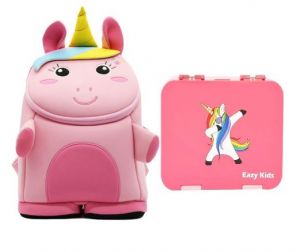 Nohoo Unicorn 3D  Bag + Bento Lunch Box-Pink