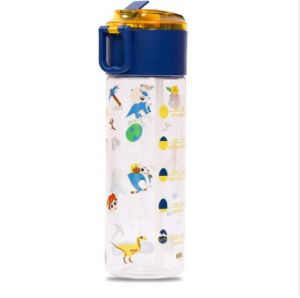 Eazy Kids Tritan Water Bottle w/ Snack Box, T-Rex- Blue, 450ml