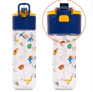 Eazy Kids Tritan Water Bottle w/ Snack Box, T-Rex- Blue, 450ml