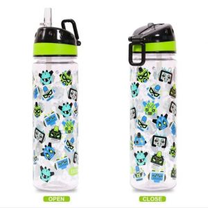 Eazy Kids Tritan Water Bottle w/ Carry handle, Gen Z  - Black, 650ml