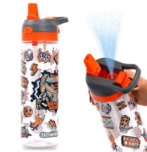 Eazy Kids Tritan Water Bottle w/ Spray, Gen Z - Grey, 750ml