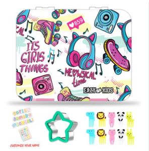 Eazy Kids 5 & 4 Convertible Bento Lunch Box wt Sandwich Cutter Set - Its Girls Things - Pink