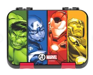 Marvel Avengers Super Hero 6 / 4 Compartment Convertible Bento Tritan Lunch Box - Black