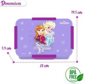 Disney Frozen Princess 1 / 2 / 3/ 4 Compartment Convertible Bento Lunch Box - Purple