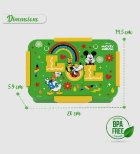 Disney LOL Mickey Mouse 1 / 2 / 3/ 4 Compartment Convertible Bento Lunch Box - Green