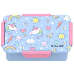 Eazy Kids Unicorn 1 / 2 / 3/ 4 Compartment Convertible Bento Lunch Box - Blue