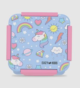 Eazy Kids Unicorn Snack / Lunch Box - Blue