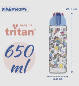 Eazy Kids Unicorn 2-In-1 Tritan Water Bottle - Blue (650ml)