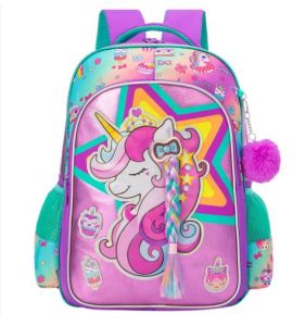 Eazy Kids - 18" Set of 4 School Bag -Lunch Bag -Activity Bag & Pencil Case Unicorn-Pink