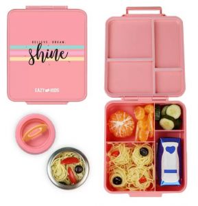 Eazy Kids Jumbo Bento Lunch Box w/t Insulated Jar - Pink
