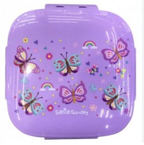Eazy Kids Square Bento Lunch Box - Butterfly Purple