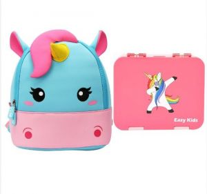 Nohoo Unicorn Bag + Bento Lunch Box-Pink