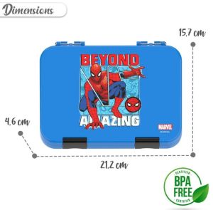 Marvel Beyond Amazing Spider Man 6 / 4 Compartment Convertible Bento Tritan Lunch Box - Blue